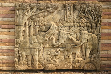 elephant statue on the wall