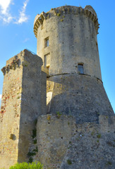 Fototapeta na wymiar Ruins of medieval fortress the ancient Velia - Ascea, Italy