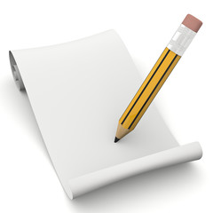 foglio con ricciolo e matita