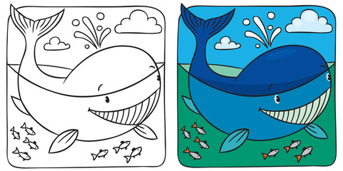 Fototapeta premium Little whale coloring book