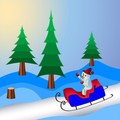 Santa Claus on sledge. Illustration