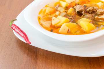 Hungarian goulash (gulyas) soup