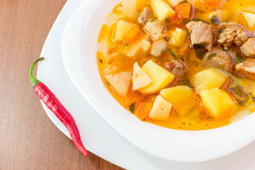Hungarian goulash (gulyas) soup