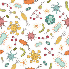 Set of twelve colorful viruses and bacteria