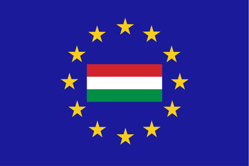 Vector flag of EU with Hungary