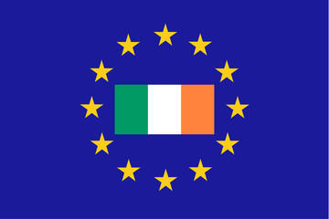 Vector flag of EU with Íreland