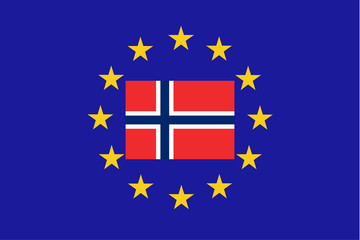 Vector flag of EU with Norway
