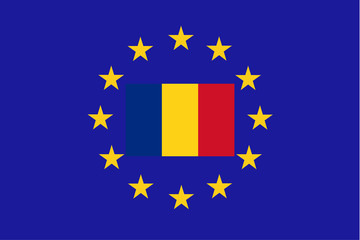 Vector flag of EU with Romania