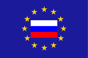 Vector flag of EU with Russia