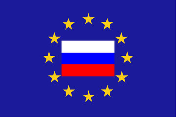 Fototapeta premium Vector flag of EU with Russia