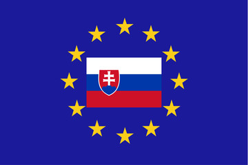 Vector flag of EU with Slovakia