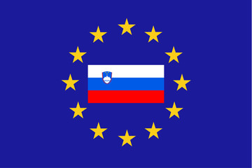 Vector flag of EU with Slovenia