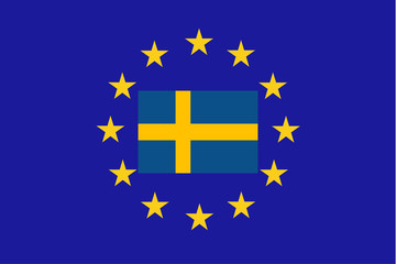 Vector flag of EU with Sweden