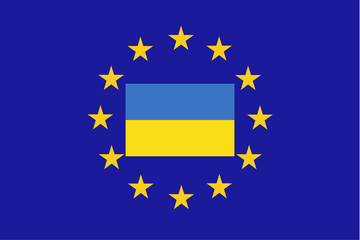 Vector flag of EU with Ukraine