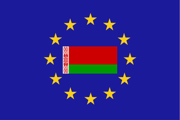 Vector flag of EU with Belarus