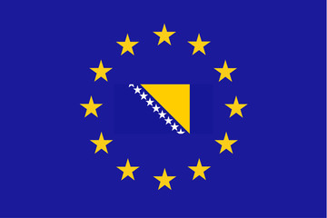 Vector flag of EU with Bosnia & Herzegovina
