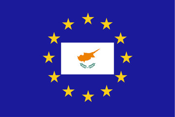 Vector flag of EU with Cyprus