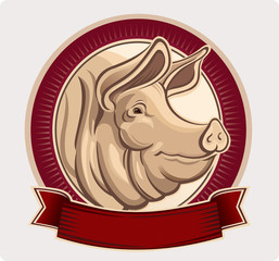 Pig in an oval frame