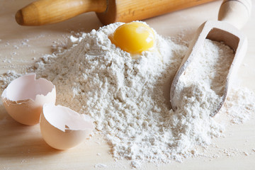 Flour on table