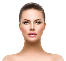 Fototapeta premium Beautiful Face of Young Woman with Clean Fresh Skin