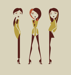 fashion girls posingvector illustration
