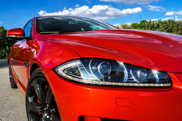 Luxury red car view