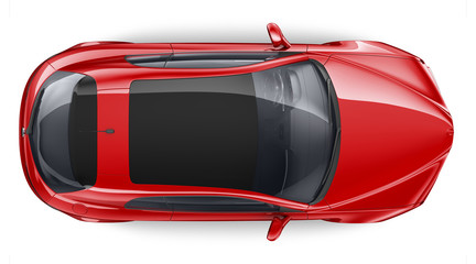 Top view of red car