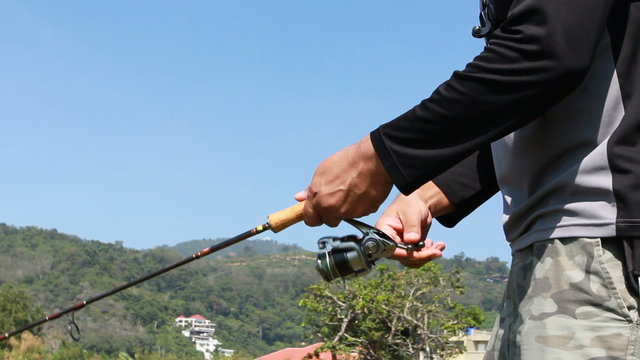 man fishing close up
