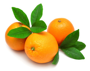 Sweet orange fruit with leaf