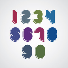 Colorful spherical geometric smooth comic numbers with white out