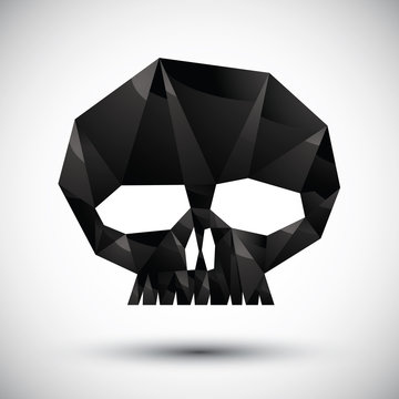 Black scull geometric icon made in 3d modern style, best for use