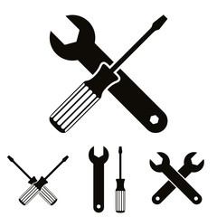 Repair icon set with wrenches and screwdrivers.