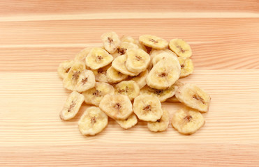 Pile of dried banana chips