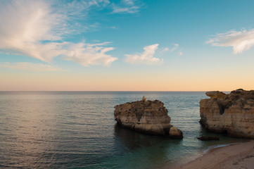 Beach in Algarve coast, summertime in Portugal