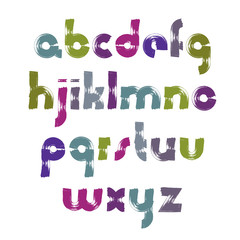 Vector shiny hand-painted small letters isolated on white backgr