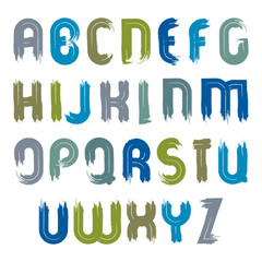 Vector acrylic hand-painted colorful capital letters isolated on