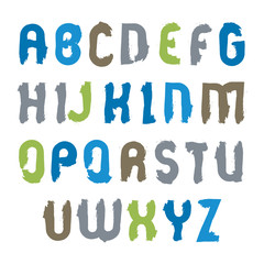 Vector capital letters set, hand-drawn colorful script, bright d