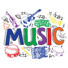 Naklejka premium Music background color sketch