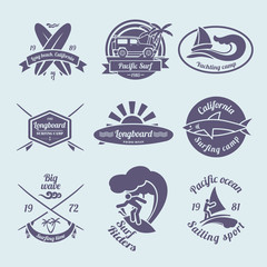 Fototapeta premium Surfing labels set