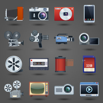 Photo video icons set