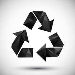 Black recycle geometric icon made in 3d modern style, best for u