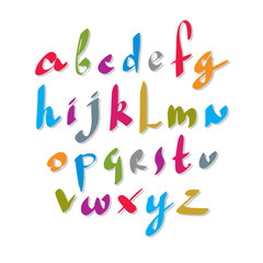 Scribble handwritten font, vector fresh brushed alphabet.