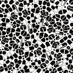 Medical pills and capsules seamless pattern, capsules and tablet