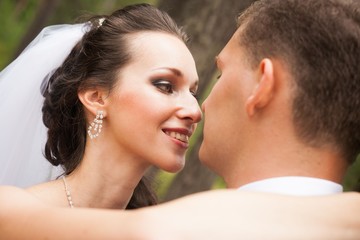 beautiful bride with groom