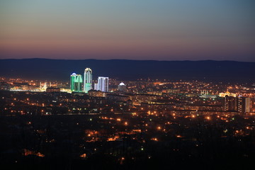 вид города Грозный ночью