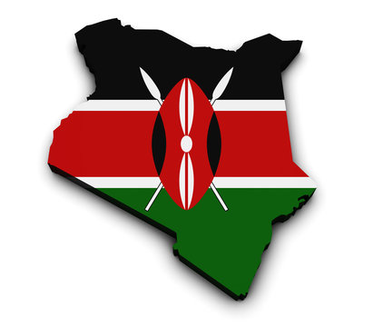 Kenya Flag Map 3d Shape