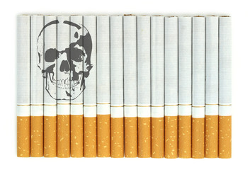 Smoking kills. Conceptual image with skull on cigarettes