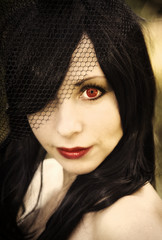long-haired girl vampire Halloween