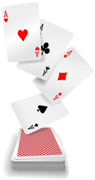 Playing cards aces poker deck