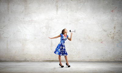 Woman with megaphone